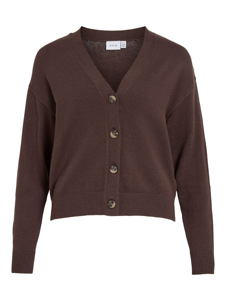 Vila Vest VIRIL V-NECK KNIT CARDIGAN 14107411 - Coffee Bean
