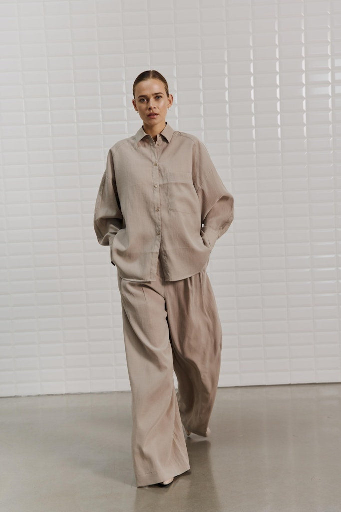 Withblack Linnen Blouse Marleen 00001617 - Grey Sand