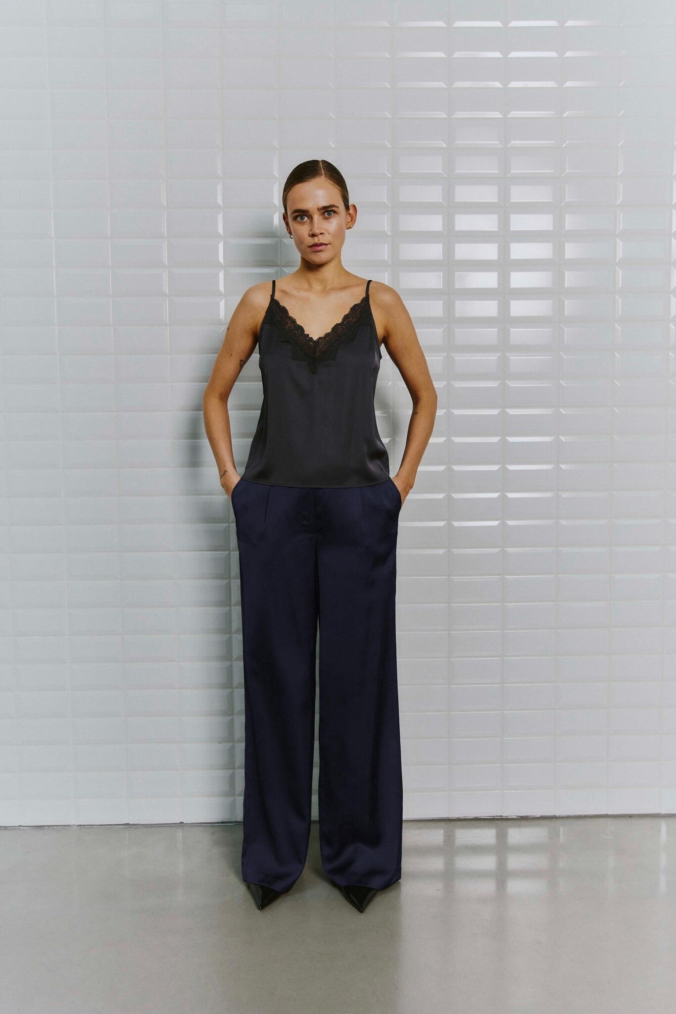 Withblack Satijnen Pantalon WBLDAGMAR 00001511 - Midnight Blue