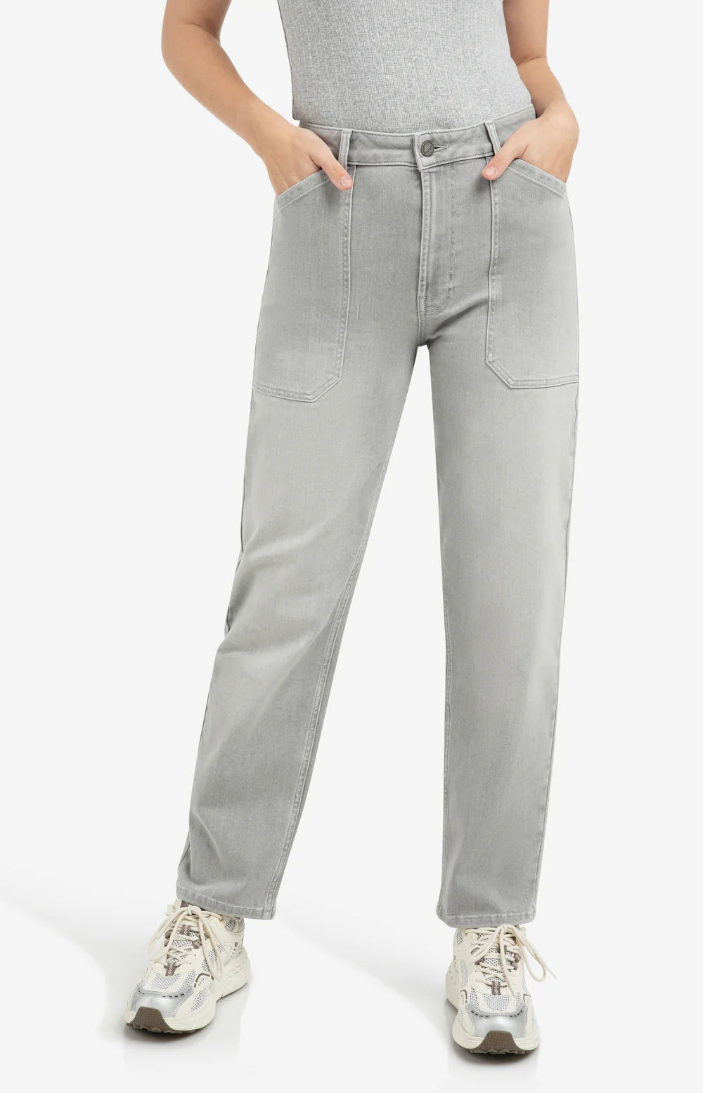 Yaya Jeans Cargo Wijde Pijpen 01-311130-602 - Mid Grey Denim