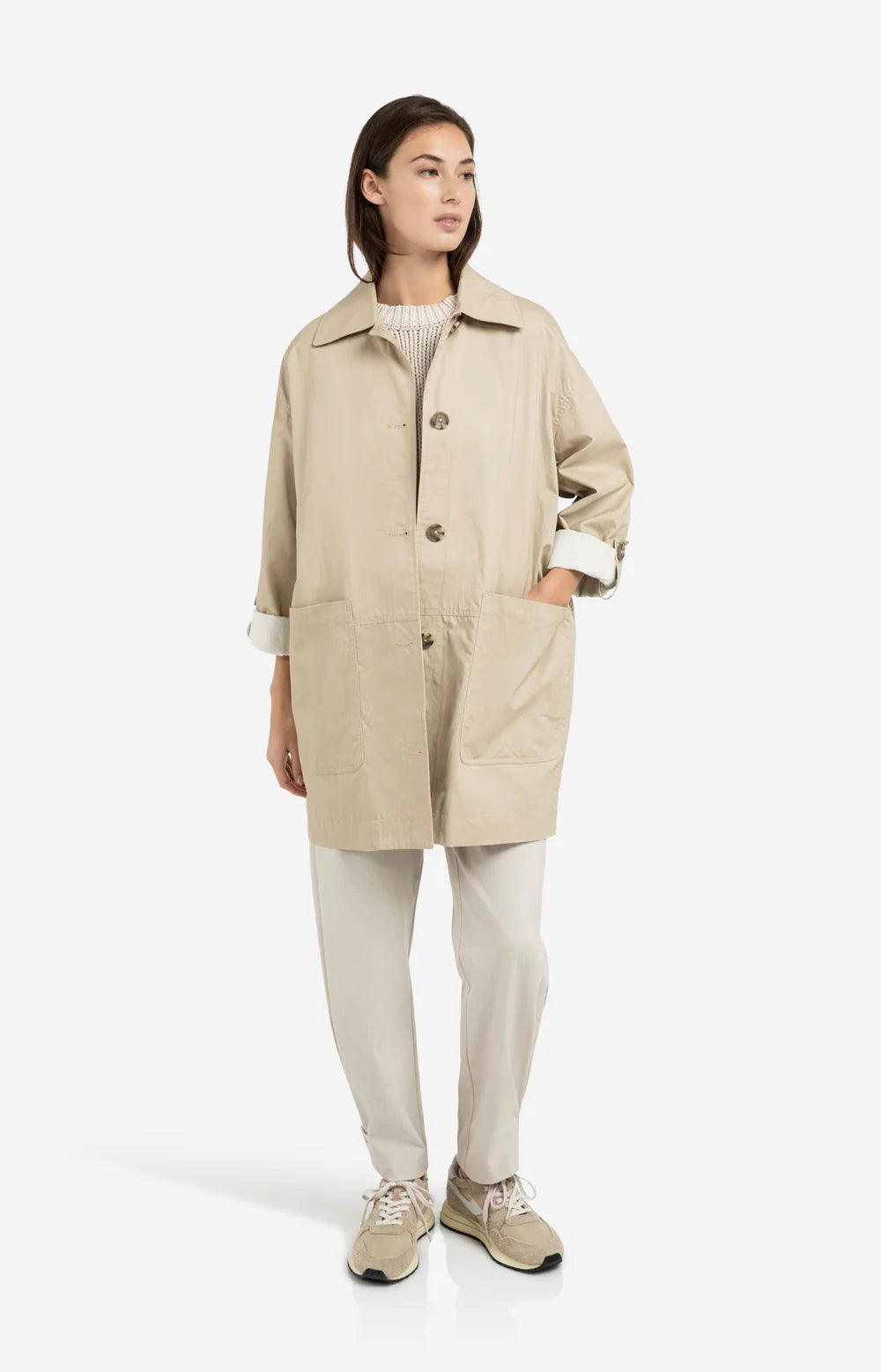 Yaya Oversized Trenchcoat 02-001069-602 - Sandstone Beige