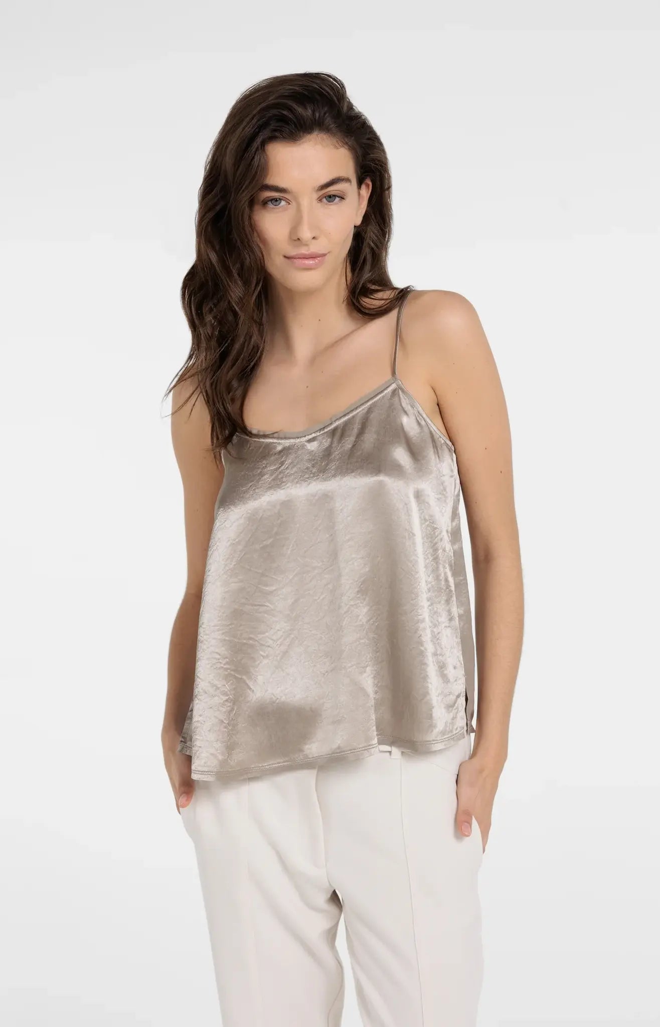 Yaya Satijnen Singlet Top 01-721052-604 - 61104 Crockery Brown