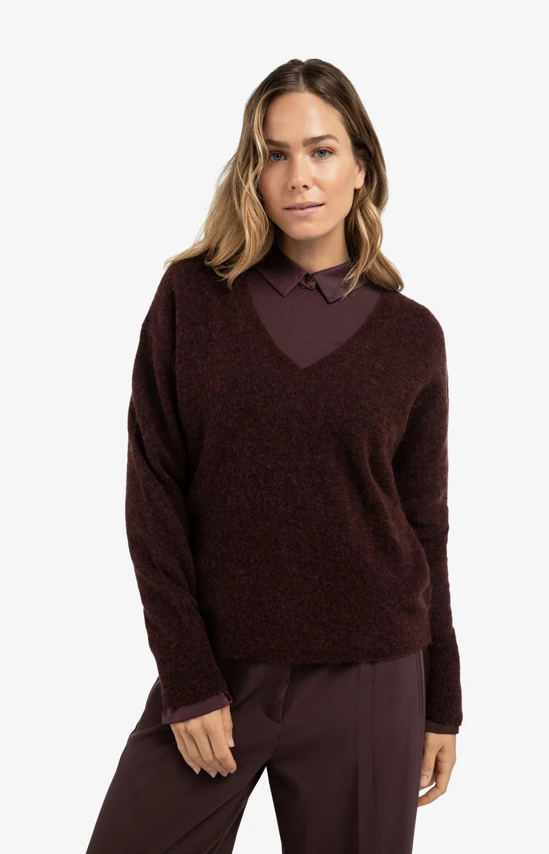 YAYA Zachte Trui Met V-Hals 01-000536-511 - 91619 Fudge Purple